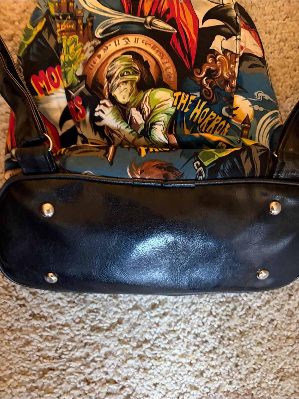 Horror Comic Print Backpack in Multi-Color - Picture 4 of 11